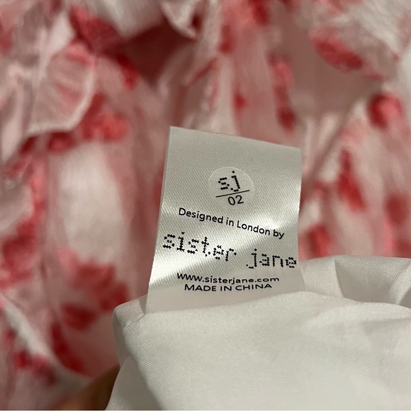 SISTER JANE Rare Midi Puff Smock Dress in Pink Floral Jacquard Size Medium NEW! - Picture 13 of 16